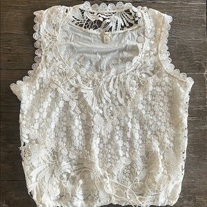 White Lace Sleeveless Crochet Top - Brand